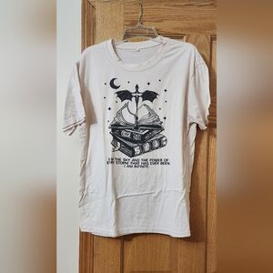 Fourth Wing White Graphic Tee with Book and Dragon Design